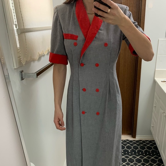 Vintage grey and red dress - Picture 2 of 9